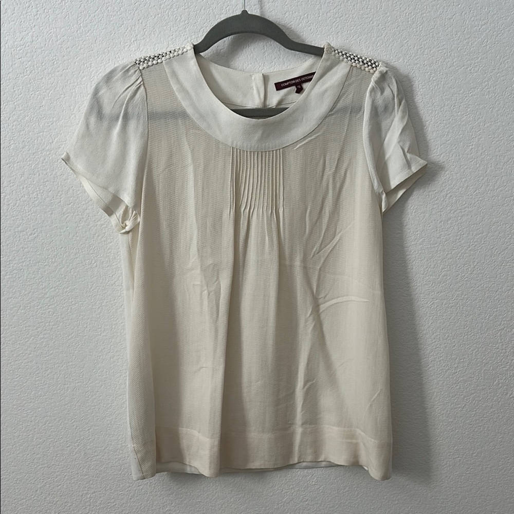Comptoir Des Cotonniers Cream Pleated Blouse with Peter Pan Collar